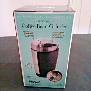 Electric Coffee Bean Grinder  Parini. 120V New In Box Black  6 Cup Grind Chamber